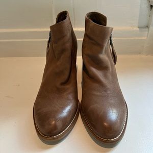 Barely worn brown leather booties